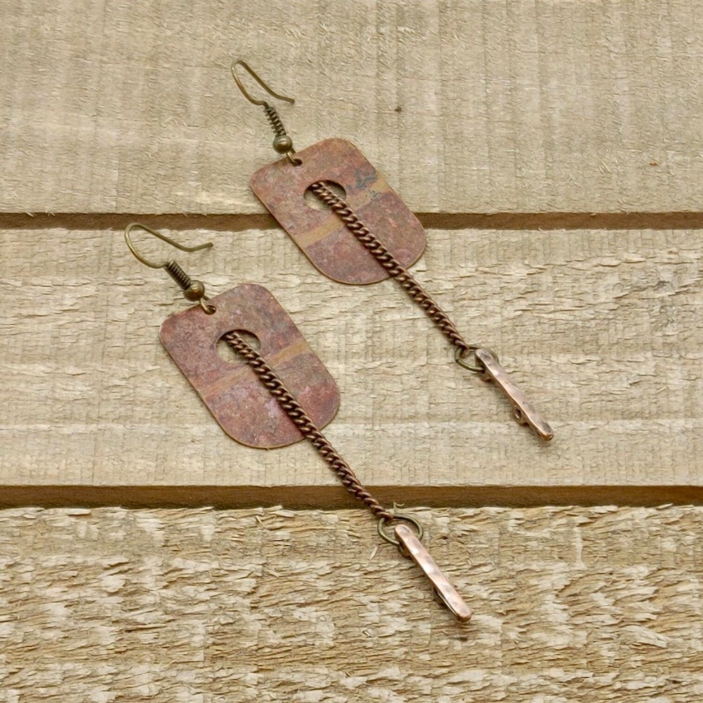Earrings Handmade Repurposed Copper Unique